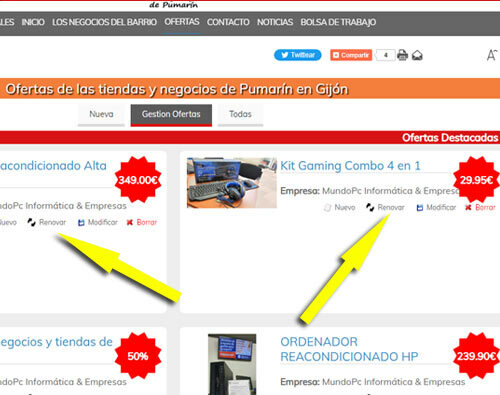 Gestionar y RENOVAR una oferta
